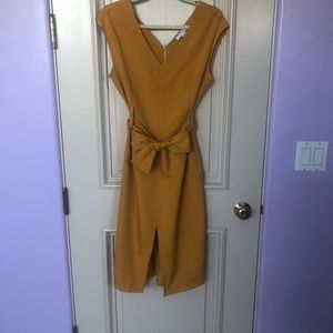 Mustard dress with belt